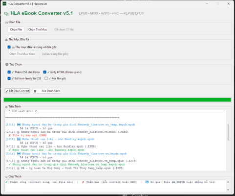 app hla converter 5.1 chuyển convert ebook cho Kobo